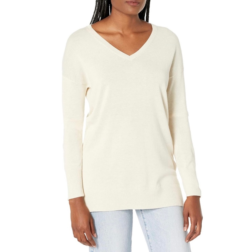 Amazon Essentials Womens Lightweight V-Neck Tunic Sweater sz L